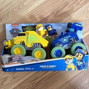 Nickelodeon PAW Patrol Chase & Rubble Glow Vehicles - Blue & Yellow